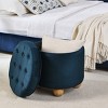 GlasFlength Ottomans and Benches Round Storage Ottoman with Reversible Table Top Simple Design for Living Room Bedroom, Dark Blue, 18.7"*18.7"*16.1" - 2 of 4