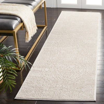 Hand-Knotted Dark Grey and Cream Floral Runner Rug