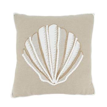 Saro Lifestyle Sandy Shore Seashell Poly Filled Throw Pillow