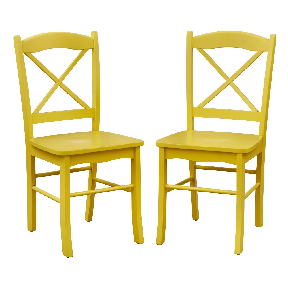 Photos - Chair Set of 2 Tiffany Cross Back  Yellow - Buylateral