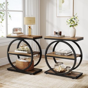 Tribesigns End Table Set, Bedside Table with 3 Tiers Shelves, 2PCS - 1 of 4