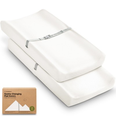 KeaBabies 2pk Soothe Changing Pad Covers for Girl, Boy, Organic Soft Cotton Contoured Diaper Changing Table Pad Covers
