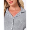 INSPIRE CHIC Women's Soft Button Up with Pockets Notch Collar Long Sleeve and Shorts Lounge Set - 4 of 4