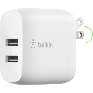 Belkin 24-Watt BoostCharge Dual USB-A Wall Charger - WCB002DQWH - 1 of 4