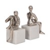 Sagebrook Home Set of 2 Human Figure Bookends - Contemporary Marble and Aluminum White and Silver Sitting Figure Bookend Set Decorative - 3 of 4