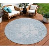 Sky Blue And Denim Blue Abstract Washable Indoor Outdoor Area Rug - 2 of 4