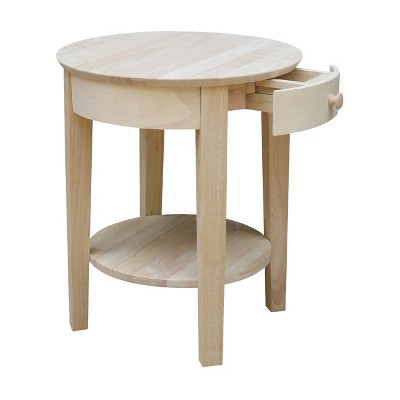 Elegant Solid Parawood Round End Table with Storage