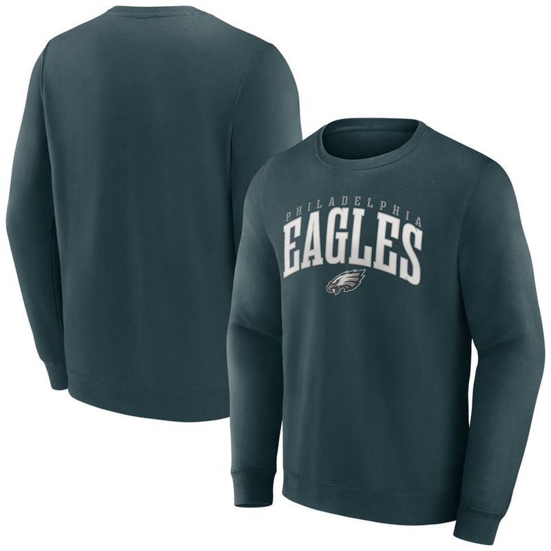 NFL Philadelphia Eagles Men&#39;s Varsity Letter Long Sleeve Crew Fleece Sweatshirt, 1 of 4