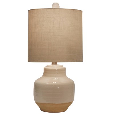Two-Tone Cream Ceramic Table Lamp with Textured Beige Shade