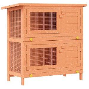 vidaXL Rabbit Hutch Bunny Cage Pet House for Small Animals Solid Pine Wood - 1 of 4