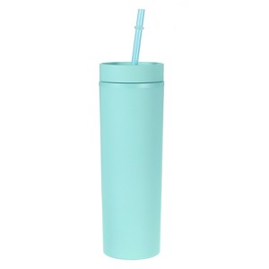 Unique Bargains Skinny Tumbler with Lids and Straws 16 OZ - 1 of 4