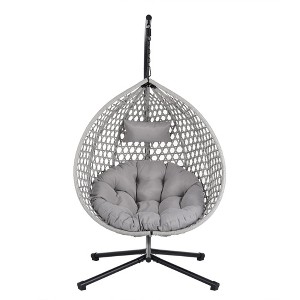 NAYSAYE Patio Swing Hanging Egg Chair with Stand Durable Comfortable Design for Indoor and Outdoor Use, Gray, 39"*76.77"*50" - 1 of 4