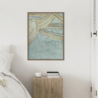 Gold and Blue Abstract Canvas Framed Wall Art