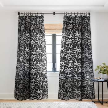 Mirimo Coconut Grove Black Single Panel Sheer Window Curtain - Deny Designs