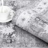 Persian Area Rug Floral Distressed Carpet Machine Washable Area Rug, 2' x 8' Gray - 2 of 4
