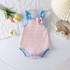 MyKids-Usa Baby Girl Striped Pattern Floral Patched Design Sling Onesies - 2 of 4
