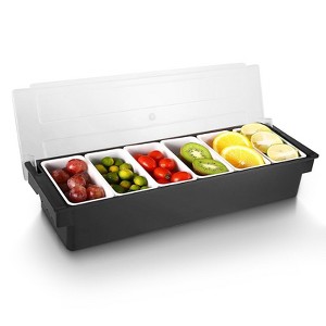 Aoibox Fruit, Veggie & Condiment Caddy with Lid Dispenser Tray, Plastic Garnish Station for Bartending & Serving Taco, Ice Cream, Salad Bar, etc. - 1 of 4