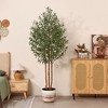 DR.Planzen 5-7FT Artificial Olive Tree with Real Wood Trunks & Triple-Stem Design in White Planter, Lifelike Faux Tree Plant for Indoor Outdoor Decor - 4 of 4