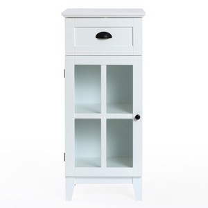 LuxenHome White MDF Wood Slim Bathroom Storage Cabinet - 1 of 4