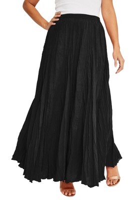 Jessica London Women's Plus Size Flowing Crinkled Maxi Skirt