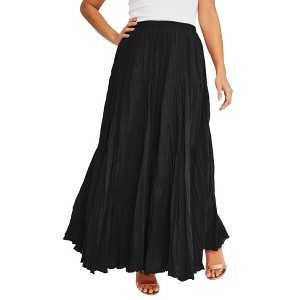 Jessica London Women's Plus Size Flowing Crinkled Maxi Skirt - 1 of 4