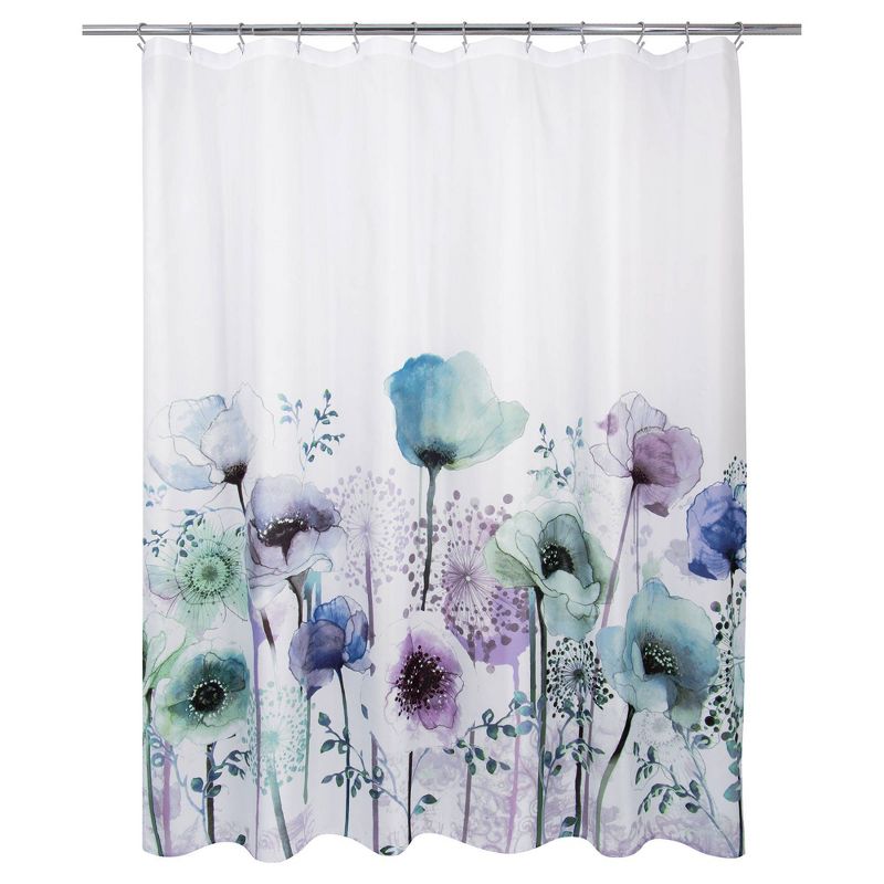 Blue Poppies Shower Curtain - Allure Home Creations, 1 of 7