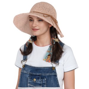 Anna-Kaci Woven Floppy Sun Hat with Rounded Crown and Decorative Bow Detail for Elegant Summer Shade and Vacation Style - 1 of 4