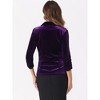 INSPIRE CHIC Women's Velvet Lapel Collar Open Front Cardigan - 3 of 4