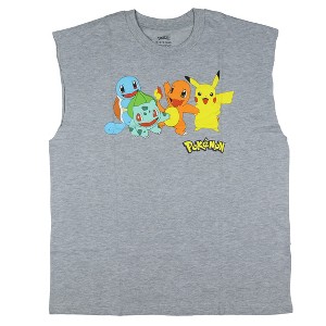 Seven Times Six Pokemon Muscle Tee Men's Character Group Tank Top Sleeveless T-Shirt Grey - 1 of 3