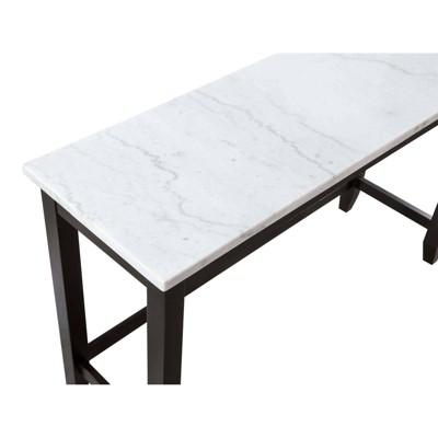 Toby Rectangular Black and White Marble Top Counter Height Table