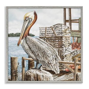 Stupell Industries Pelican Perched on Fishing Dock Black Framed Giclee Art - 1 of 4