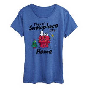 Women's - Peanuts - Theres Snowplace Like Home Short Sleeve Graphic T-Shirt - 1 of 4