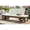 Gulches Brown Finish Patio Chaise Lounges - Adjustable Wooden Daybed Sofa with Beige Cushions - 3 of 4
