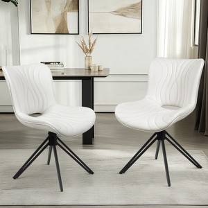 Vatros Upholstered Mid-century Modern Swivel Dining Chairs Set - 1 of 4