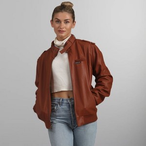 Members Only Women's Faux Leather Iconic Racer Jacket (Men's Cut) - 1 of 4