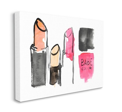 Stupell Industries Watercolor Pink Cosmetics Abstract Fashion Still Life