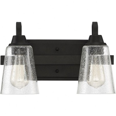 Espresso Brown 2-Light Wall Vanity with Frosted Glass Shades