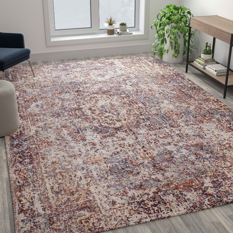 Emma and Oliver Multicolor Distressed Artisan Old English Style Traditional Rug, 3 of 9