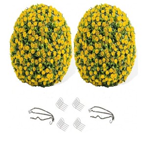 Artificial Topiary Balls - Set of 2 Red Rose Decor with Hanging Chains and Zip Tiles - Indoor/Outdoor Use - 1 of 4