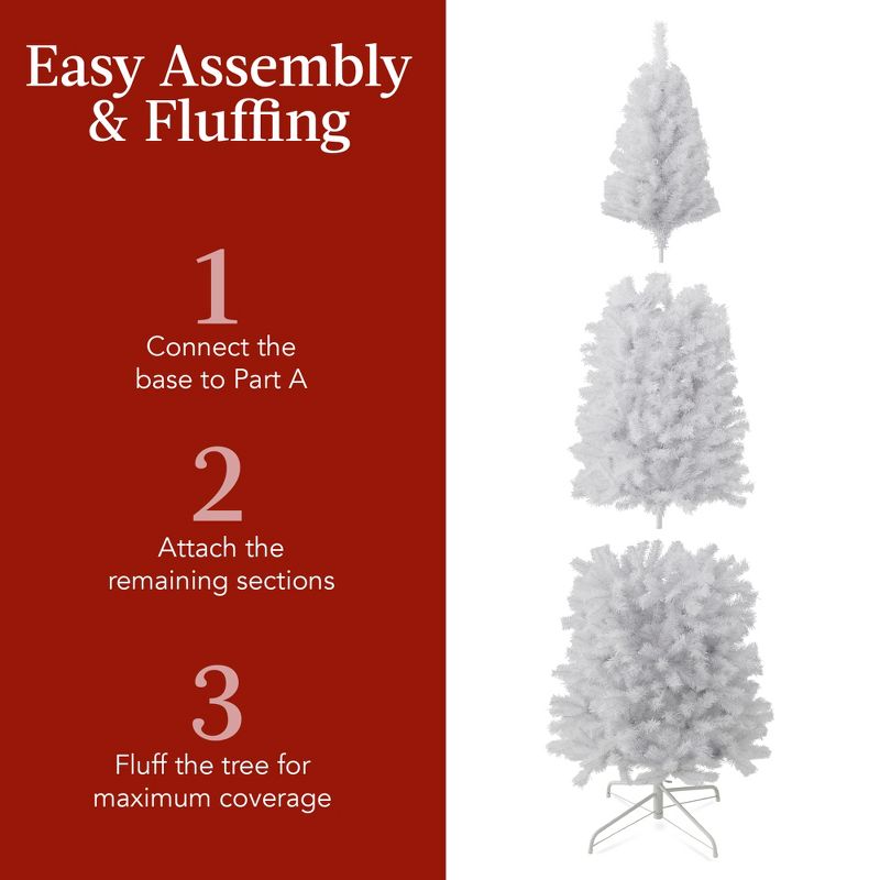 Best Choice Products White Artificial Holiday Christmas Pencil Tree w/ Metal Base, 4 of 8