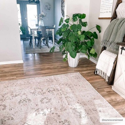 Bethany Beige Chenille-Polyester Washable Rectangular Area Rug 7'10" x 10'2"