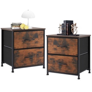 DOMETOUR Fabric Dresser with 2 Drawers, Nightstands with Adjustable Feet, End Table for Bedroom, Set of 2 - 1 of 4