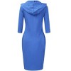 Women's Sweatshirt Dress 3/4 Sleeve Hoodie with Front Pocket Knee Length Slim Fit Pullover Hoodie Dress - 2 of 4