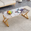 NicBex 47 Inch Rectangle Coffee Table with Marble Pattern Tabletop and Metal Base for Living Room,Dining Room - 2 of 4