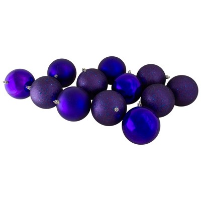 Northlight 12ct Indigo Blue Shatterproof 4-Finish Christmas Ball Ornaments 4" (100mm)