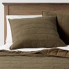 Euro Space Dyed Cotton Linen Sham Olive - Threshold™: Woven Texture, Zipper Closure, OEKO-TEX Certified - 2 of 4