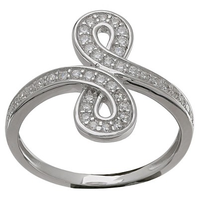 Women's Infinity Ring with Clear Pave Cubic Zirconia in Sterling Silver - Clear/Gray (Size 7)