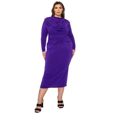 L I V D Women's Aurora Ruffled Bodycon Dress, Purple, 2X