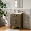 HBEZON 24''W Bathroom Vanity with Integral Resin Sink, Freestanding Modern Bathroom Cabinet with Soft Close Door, Rubber Wood, Gray - 3 of 4