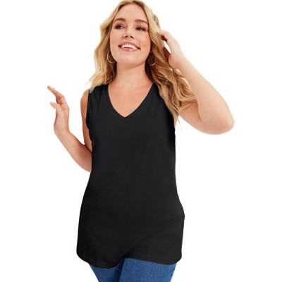 June + Vie by Roaman's Women's Plus Size V-Neck One + Only Tank Top